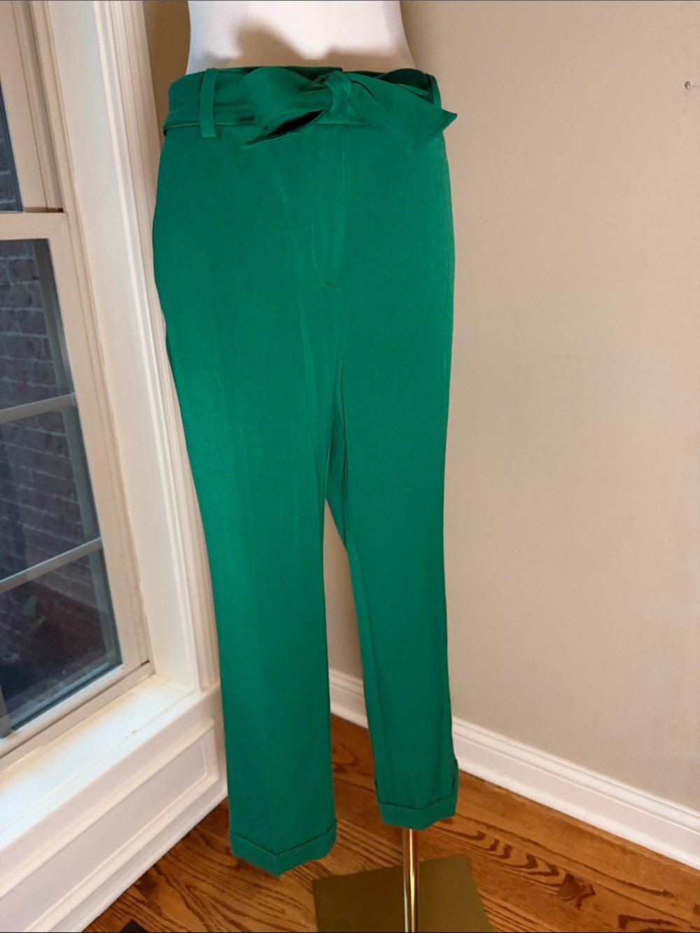 LOFT Emerald Straight-Leg High-Waist Trousers with Self-Tie